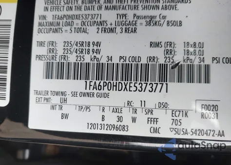 2014 Ford Fusion Se from USA, damaged, VIN 1FA6P0HDXE5373771